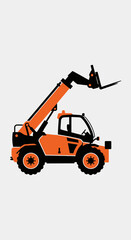 Naklejka premium Dynamic Orange Industrial Telehandler Vehicle Icon For Construction And Logistics