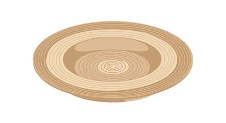 Empty Brown Circular Bowl Illustration With Spiral Design Minimalist Graphic Tableware