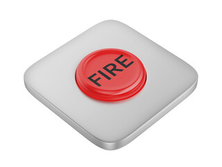 Red round fire button on transparent background