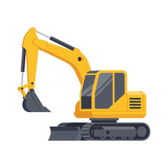 Heavy Construction Excavator Machine Isolated White Background Building Industry Equipment Vehicle