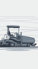 Heavy Duty Asphalt Paver Vehicle Modern Road Construction Equipment Illustration