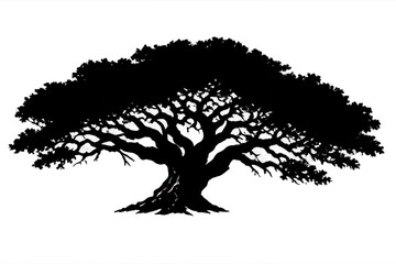Fototapeta premium Silhouette tree vector illustration creating an organic shape, strong trunk and branches, transparent background