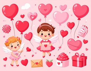 Obraz premium “Cupid’s Vector: Romantic Designs for Valentine” 