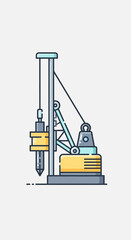 Heavy Duty Foundation Construction Drilling Rig Machine Vector Illustration Design Element