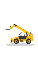 Heavy Duty Yellow Telehandler Forklift Machine On White Background Vector Graphic Illustration