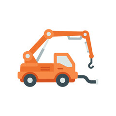 Naklejka premium Heavy Equipment Orange Crane Truck Flat Vector Icon For Construction Projects