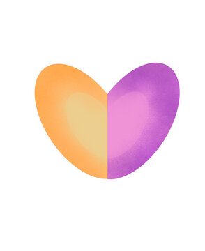 Double yellow purple heart sticker