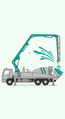 Fototapeta premium Industrial Concrete Mixer Pump Truck At Work Building Infrastructure Projects