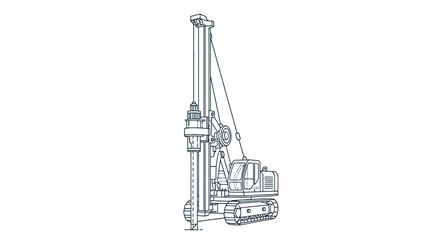 Obraz premium Industrial Foundation Drilling Equipment Outline Drawing For Engineering Projects