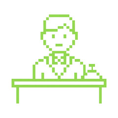 Fototapeta premium PNG Pixelated businessman at desk