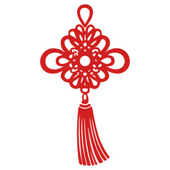 Traditional red chinese knot ornament isolated png for asian festival and holiday decoration - Vector PNG