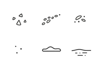 Line Style Terrain Icons. Line style icons of Terrain Bits: tiny fragments, curved scatter, small cluster arc, dust hint, gentle