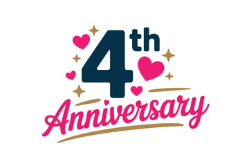 Colorful 4th Anniversary Celebration Graphic Design