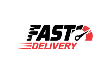 Fast Delivery Logo with Speedometer