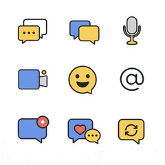 Emoji Communication and Chat Icons Set for Messaging