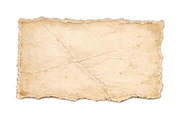 Fototapeta premium Vintage paper parchment texture background with rough torn antique deckle edges and aged stains, transparent background