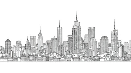 Fototapeta premium Modern metropolis city skyline panorama sketch