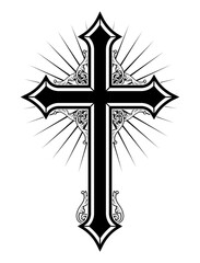 beautiful gothic christian cross with flourishes crucifix vector isolated on transparent background