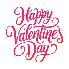 Happy Valentine&rsquo;s Day Hand Drawn Calligraphy Typography on White Background