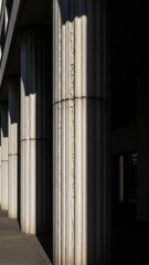 Architectural Columns Showing Dramatic Sunlight Shadows and Modern Design Elements