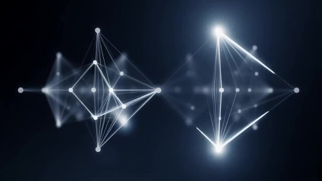 Abstract problem-solving animation with glowing connectors