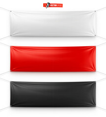 Vector realistic illustration of advertising banners on a white background.