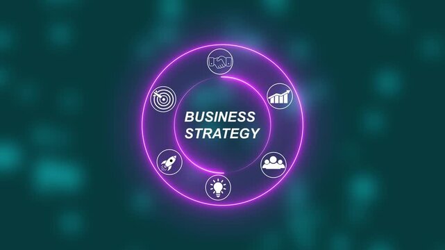 Business Strategy concept with Digital Icons Illustrating Modern Technology Applications in Business and Industry. Business, Technology, Internet and network concept.