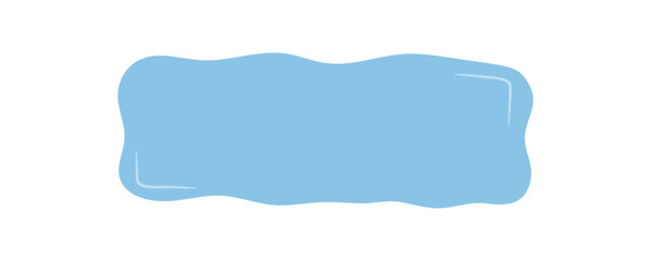 Organic doodle rectangle banner with blue fluid shape and squiggle wave edge creates a background and patch with a hand drawn blob. Modern quote banner for sticker, label, card or mockup design.