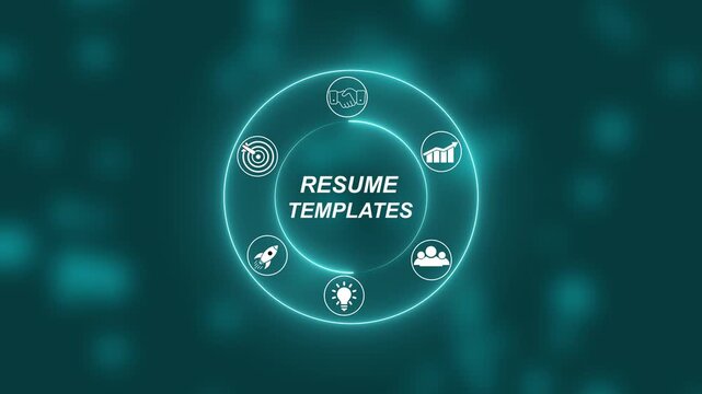 Resume Templates concept with Digital Icons Illustrating Modern Technology Applications in Business and Industry. Business, Technology, Internet and network concept.