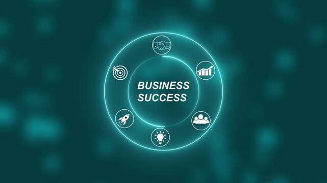 Business Success concept with Digital Icons Illustrating Modern Technology Applications in Business and Industry. Business, Technology, Internet and network concept. 4k animation motion video.