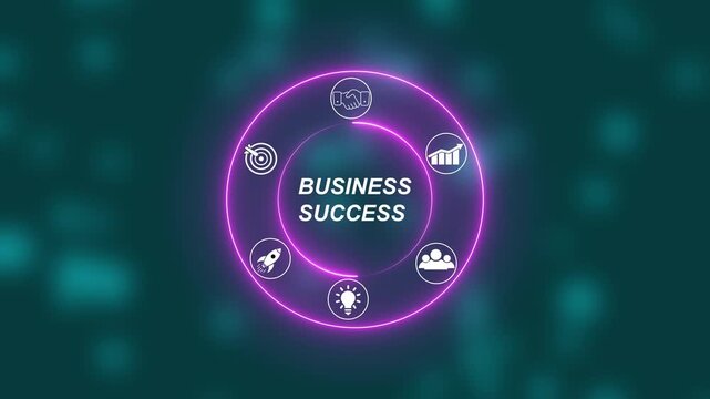 Business Success concept with Digital Icons Illustrating Modern Technology Applications in Business and Industry. Business, Technology, Internet and network concept. 4k animation motion video.