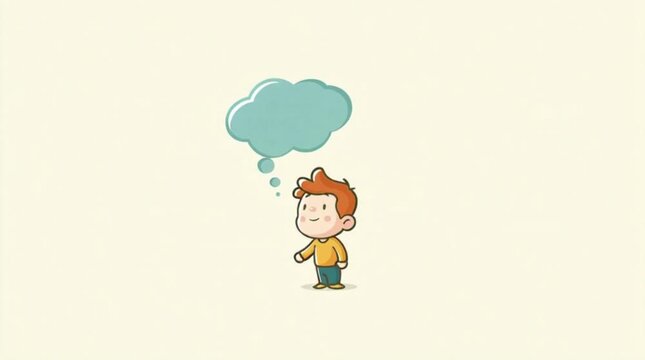 Cute Cartoon Boy Thinking with Thought Bubble - Creative Idea Animation
