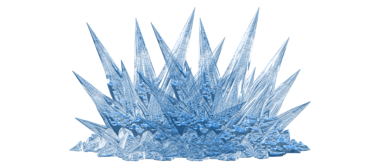 Blue ice crystal explosion effect on transparent background isolated for game design and magic