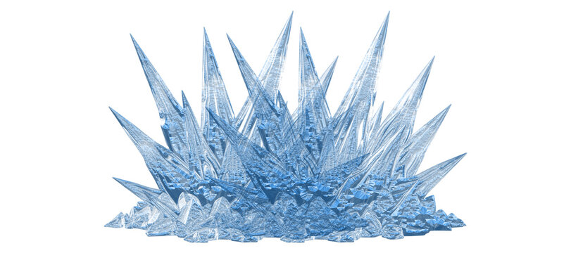 Blue ice crystal explosion effect on transparent background isolated for game design and magic