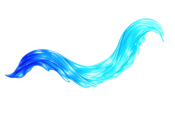 Fototapeta premium Blue fluid abstract wave or liquid splash flowing horizontally, gradient water motion graphic element on transparent background