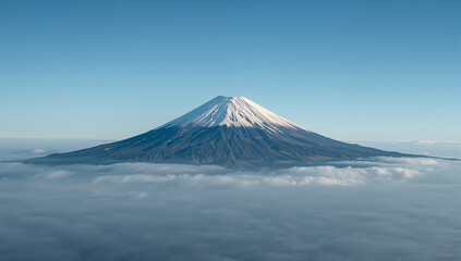 Fototapeta premium 秋の乾いた空気で遠景の透明度を最大化した層状のロングレンジ空撮