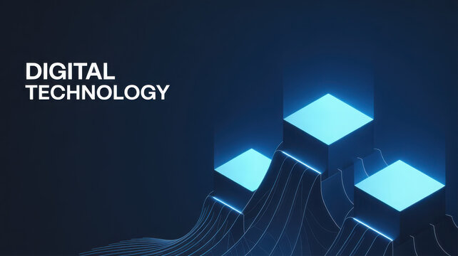 Isometric data technology network 3D vector illustration with digital server platforms and cubes connected by lines. Abstract cloud, AI blockchain infrastructure concept. Futuristic blue background - Powered by Adobe