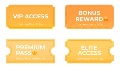 Premium VIP access tickets and bonus reward passes for exclusive member offers