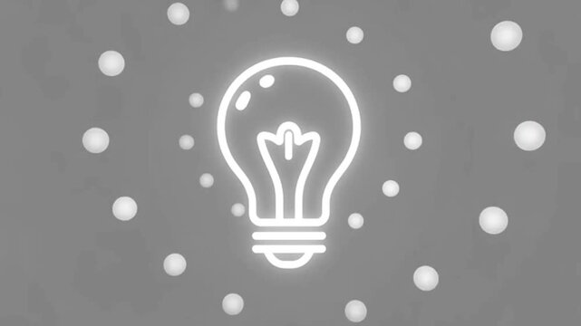 Clean startup vision scene with animated dots forming a lightbulb icon