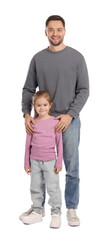Obraz premium Portrait of father and his daughter on white background