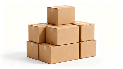 Stack of various size cardboard boxes for shipping or moving
