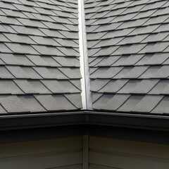 Fototapeta premium Close Up Of A Grey Asphalt Shingle Roof Peak Detail