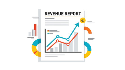 Upward Trending Revenue Report with Growth Chart and Euro Symbol Illustration
