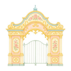 Fototapeta premium PNG Ornate floral gate illustration