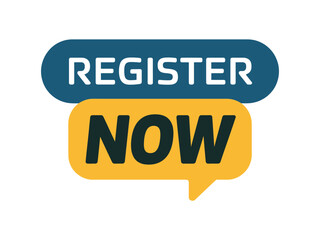 Register Now Speech Bubbles Graphic