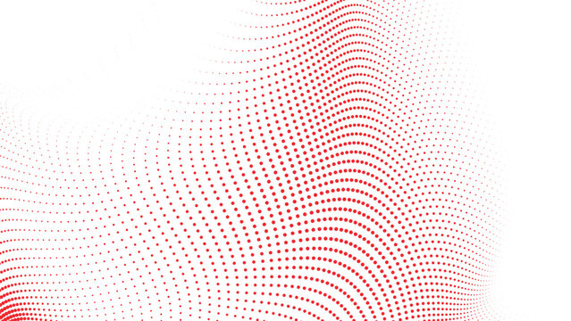 Abstract red halftone wave vector illustration with bold dotted motion pattern on white background for energetic branding posters and digital design