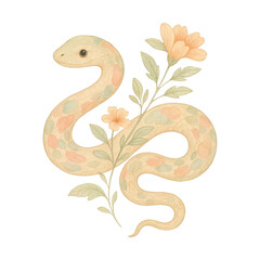 Obraz premium PNG Floral snake illustration PNG