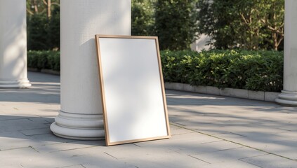 white street banner with blank mockup place on sidewalk near store entrance outdoor