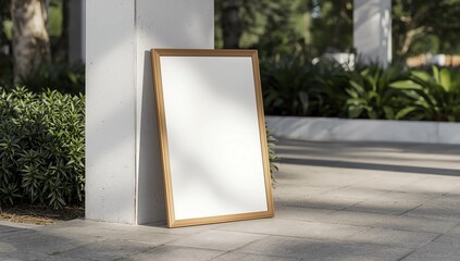 white street banner with blank mockup place on sidewalk near store entrance outdoor