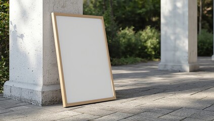 white street banner with blank mockup place on sidewalk near store entrance outdoor